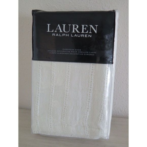 Lauren Ralph Lauren Lucie Open Weave European Sham Cream Color 100% Cotton $135 - Picture 1 of 8